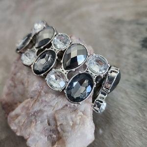 Monochrome Elegance Crystal Stretch Bracelet